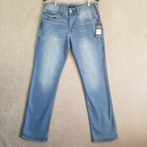 NEW True Religion Mens 34x34 Jeans Ricky Stretch Relax Straight Denim Blue Flap